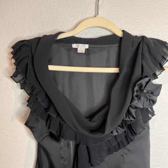 Asgard Black Sheer Ruffle Sexy Top Sz Small - Picture 8 of 16
